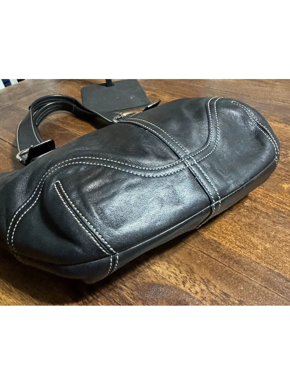 Vintage Y2K Coach Soho Buckle Adjustable Shoulder Bag Black Leather Tote 9544